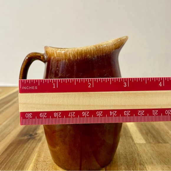 Vintage Hull Oven Proof USA Brown Drip Glaze Creamer 1960’s Kitchen Creamer - Picture 6 of 7